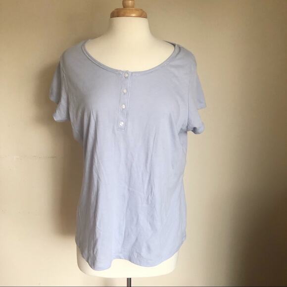 F&F Light Blue Quarter Button-Up Pajama Top L - Picture 1 of 8